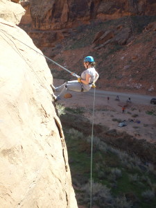 Rappelling in Moab